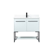 Elegant Sloane 36" Single Bathroom Vanity, White/Backsplash - VF42536MWH-BS