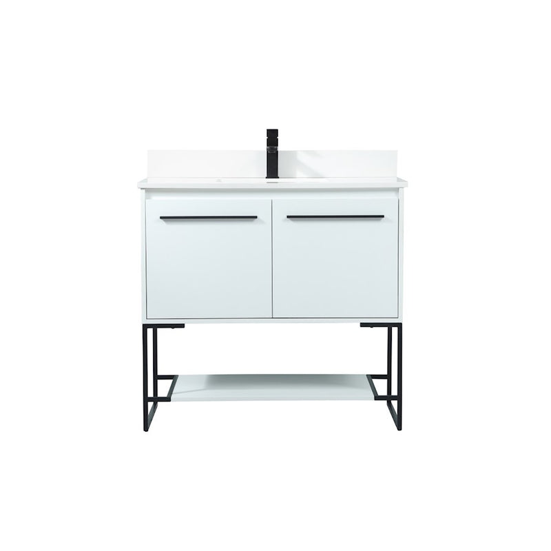 Elegant Sloane 36" Single Bathroom Vanity, White/Backsplash - VF42536MWH-BS