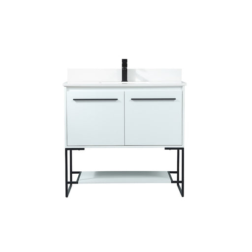 Elegant Sloane 36" Single Bathroom Vanity, White/Backsplash - VF42536MWH-BS