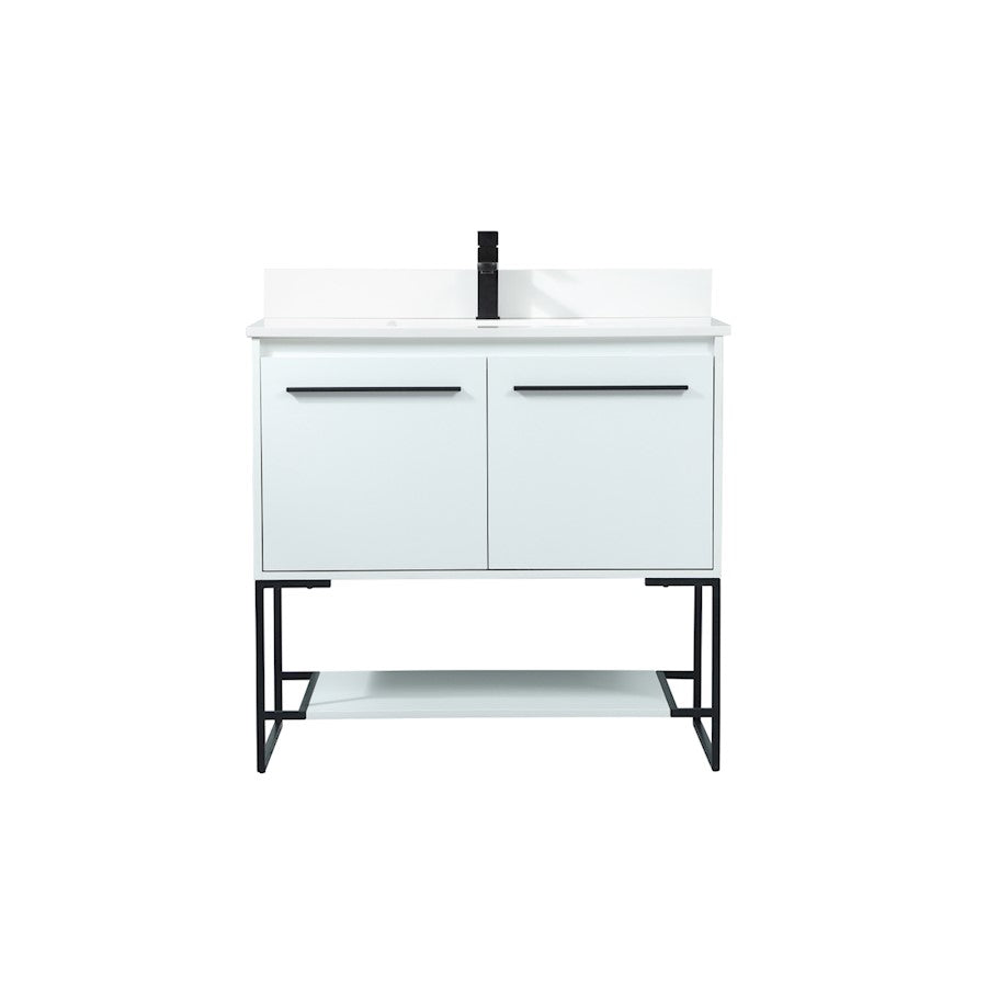 Elegant Sloane 36" Single Bathroom Vanity, White/Backsplash - VF42536MWH-BS