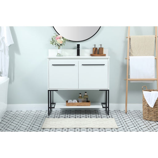 Elegant Sloane 36" Single Bathroom Vanity, White/Backsplash