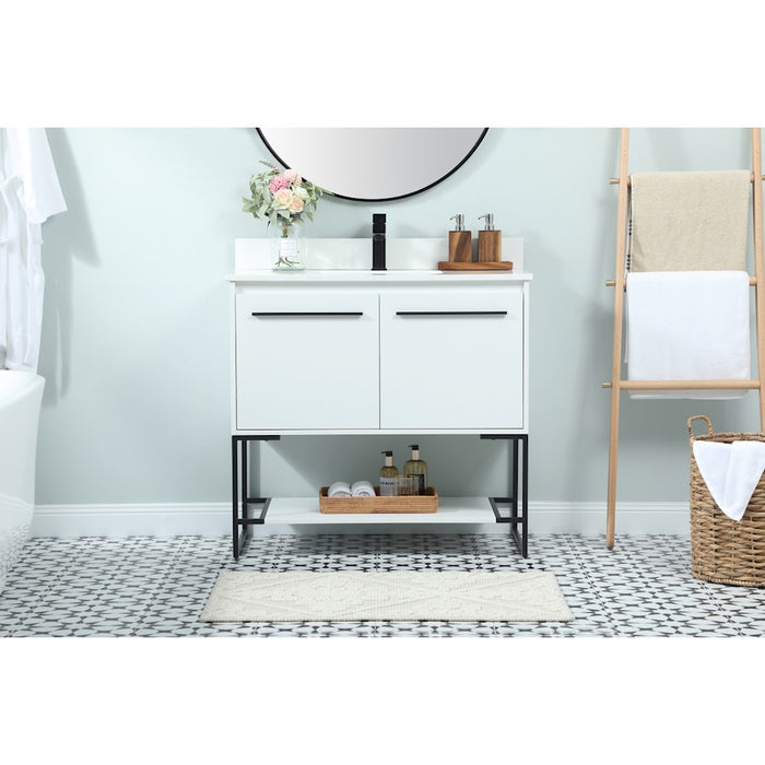 Elegant Sloane 36" Single Bathroom Vanity, White/Backsplash