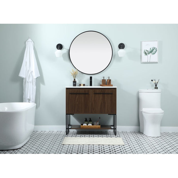 Elegant Sloane 36" Single Bathroom Vanity, White/Backsplash