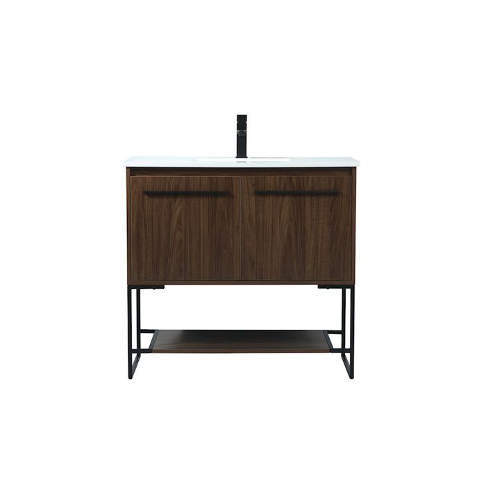 Elegant Kitchen/Bath Sloane 36" Single Bathroom Vanity, Walnut - VF42536MWT