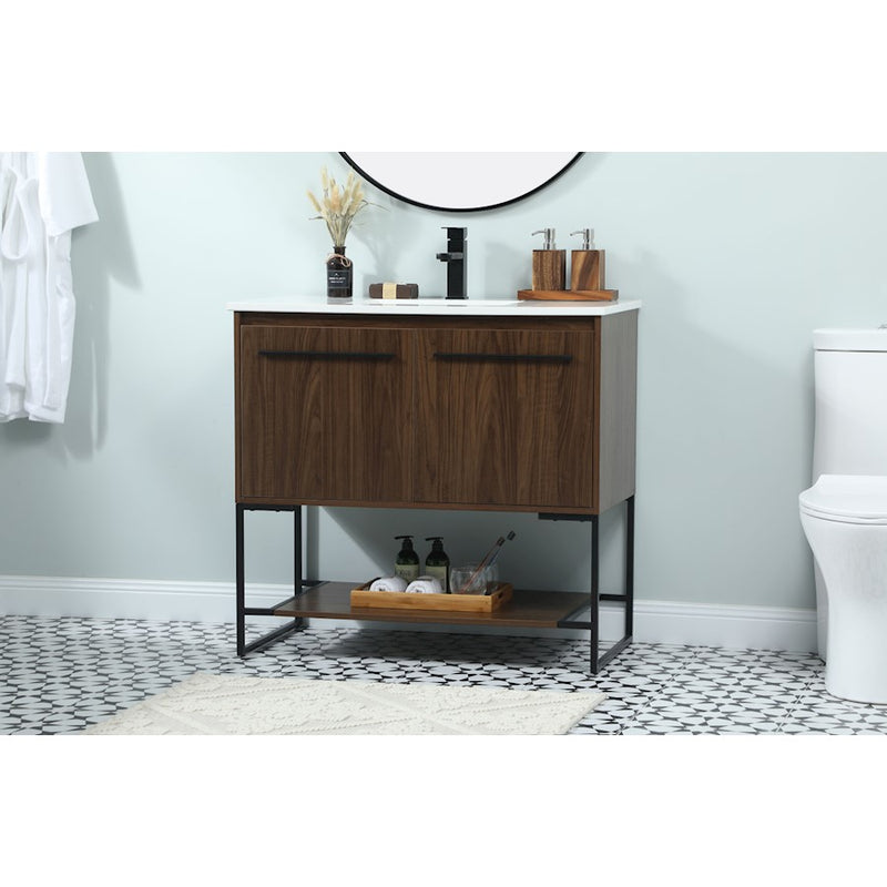 Elegant Kitchen/Bath Sloane 36" Single Bathroom Vanity, Walnut