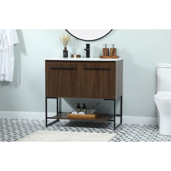 Elegant Kitchen/Bath Sloane 36" Single Bathroom Vanity, Walnut