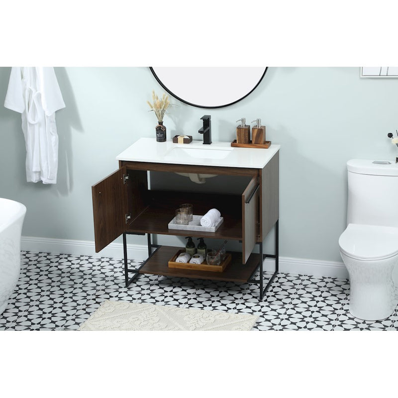 Elegant Kitchen/Bath Sloane 36" Single Bathroom Vanity, Walnut