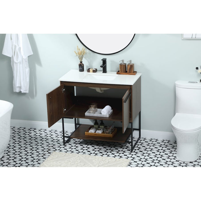 Elegant Kitchen/Bath Sloane 36" Single Bathroom Vanity, Walnut