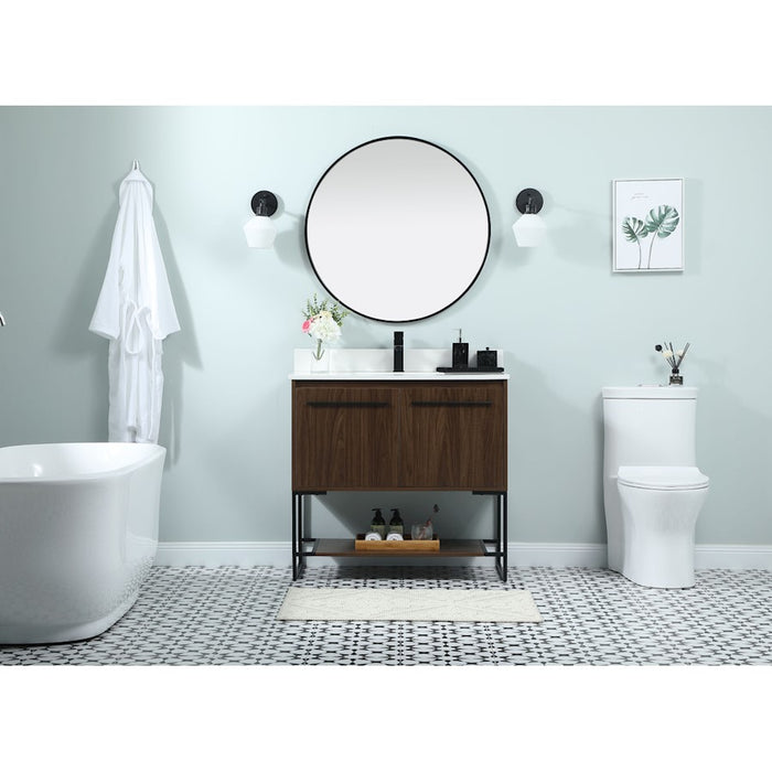 Elegant Kitchen/Bath Sloane 36" Single Bathroom Vanity, Walnut