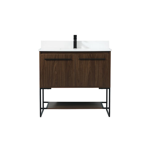 Elegant Sloane 36" Single Bathroom Vanity, Walnut/Backsplash - VF42536MWT-BS
