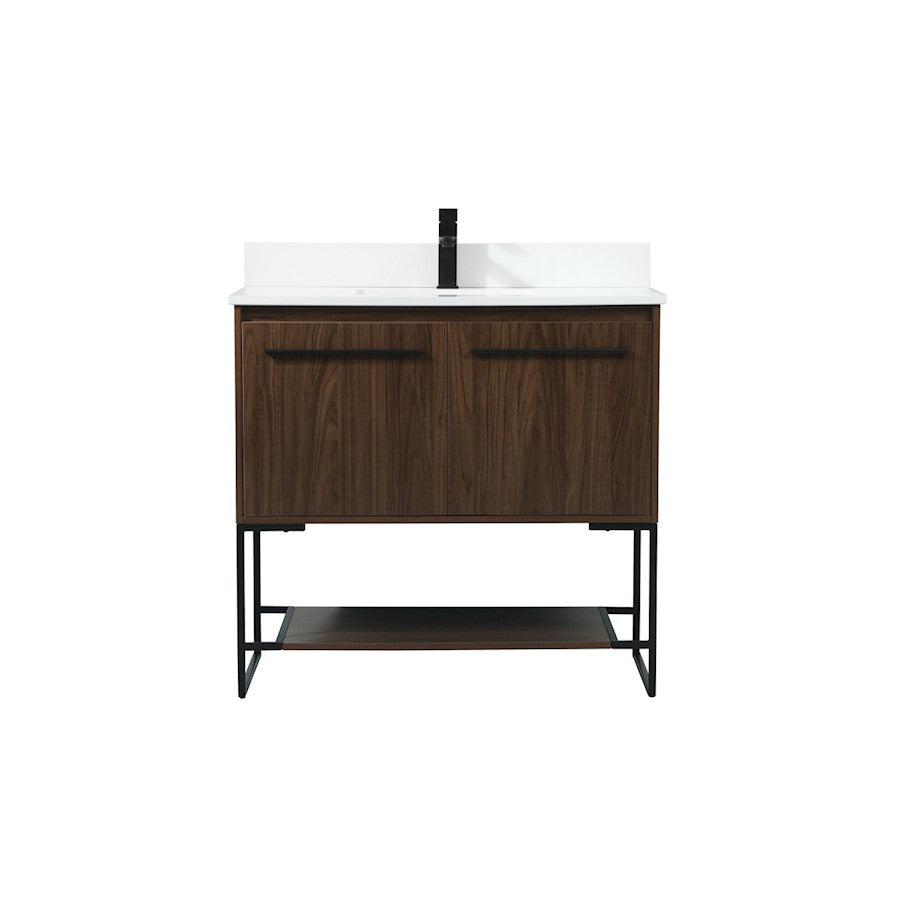 Elegant Sloane 36" Single Bathroom Vanity, Walnut/Backsplash - VF42536MWT-BS