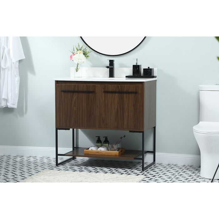 Elegant Sloane 36" Single Bathroom Vanity, Walnut/Backsplash