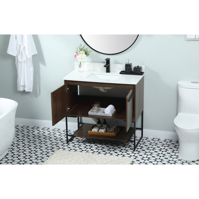 Elegant Sloane 36" Single Bathroom Vanity, Walnut/Backsplash