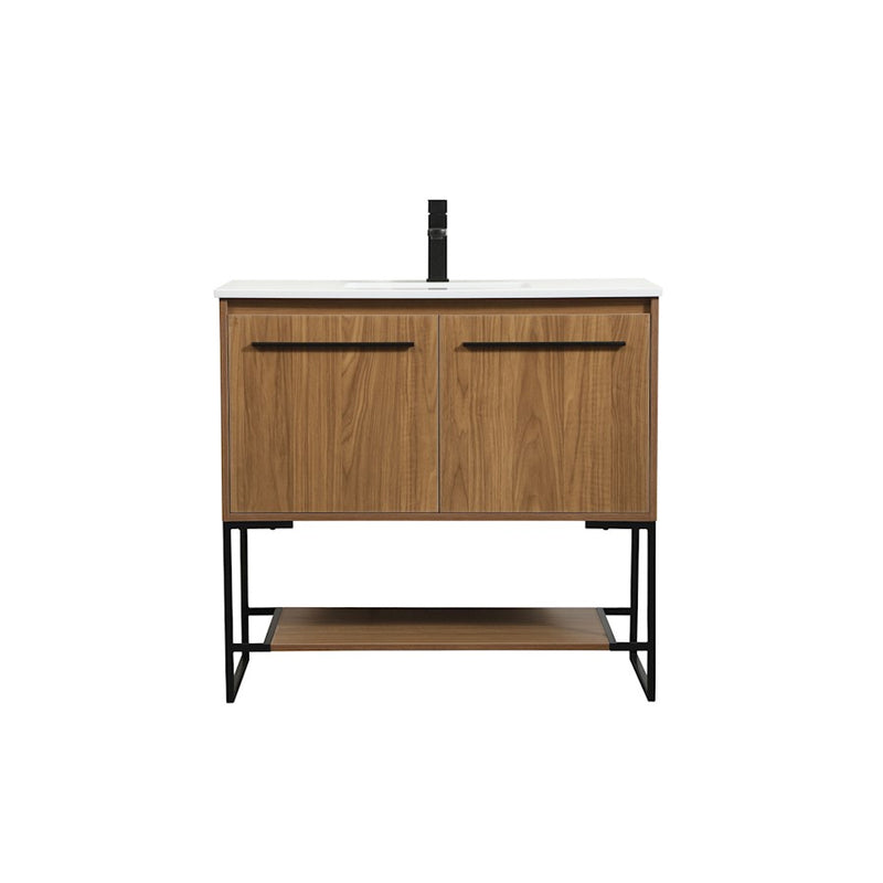 Elegant Kitchen/Bath Sloane 36" Single Bathroom Vanity, Walnut Brown - VF42536WB