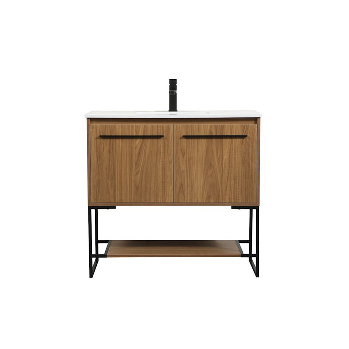 Elegant Kitchen/Bath Sloane 36" Single Bathroom Vanity, Walnut Brown - VF42536WB