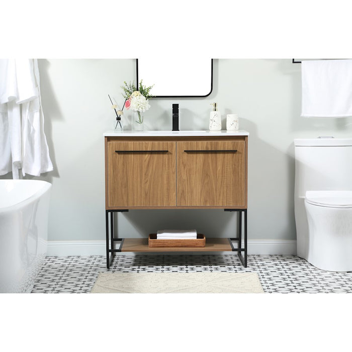 Elegant Kitchen/Bath Sloane 36" Single Bathroom Vanity, Walnut Brown