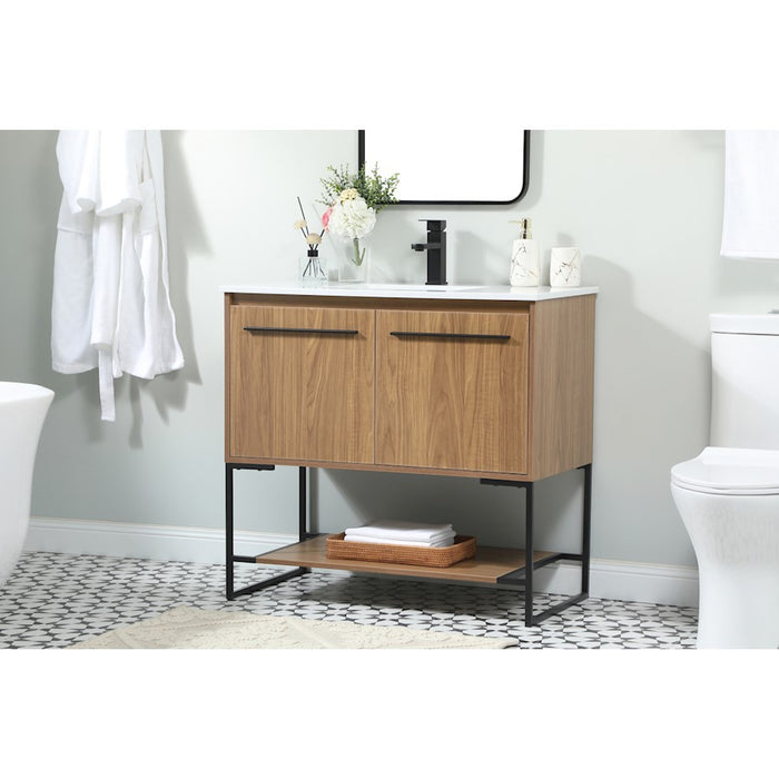 Elegant Kitchen/Bath Sloane 36" Single Bathroom Vanity, Walnut Brown