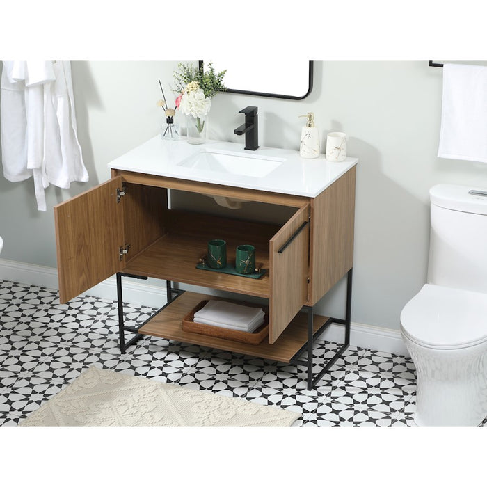 Elegant Kitchen/Bath Sloane 36" Single Bathroom Vanity, Walnut Brown