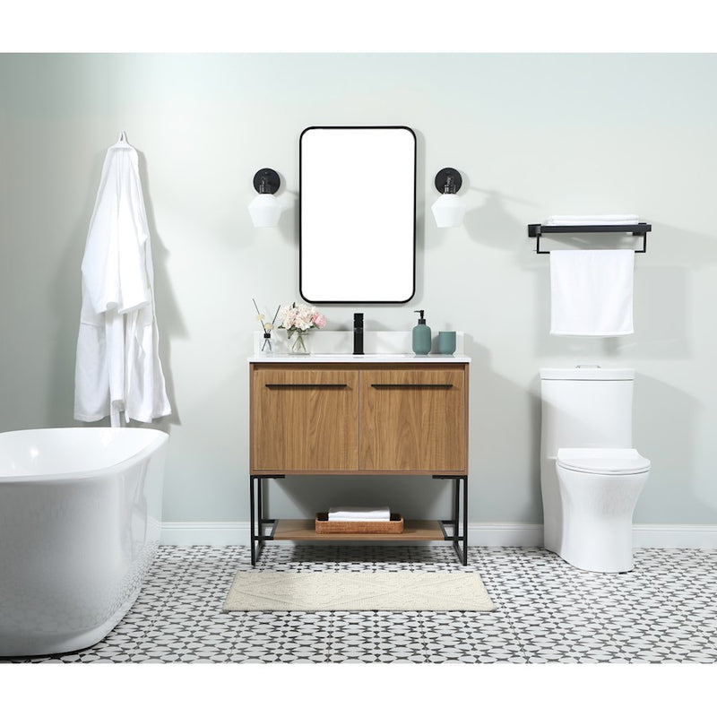 Elegant Kitchen/Bath Sloane 36" Single Bathroom Vanity, Walnut Brown