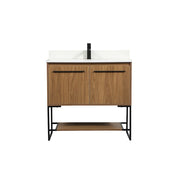 Elegant Sloane 36" Single Vanity, Walnut Brown/Backsplash - VF42536WB-BS