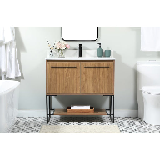 Elegant Sloane 36" Single Vanity, Walnut Brown/Backsplash