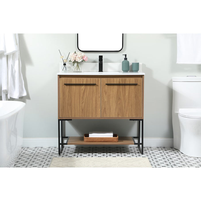 Elegant Sloane 36" Single Vanity, Walnut Brown/Backsplash