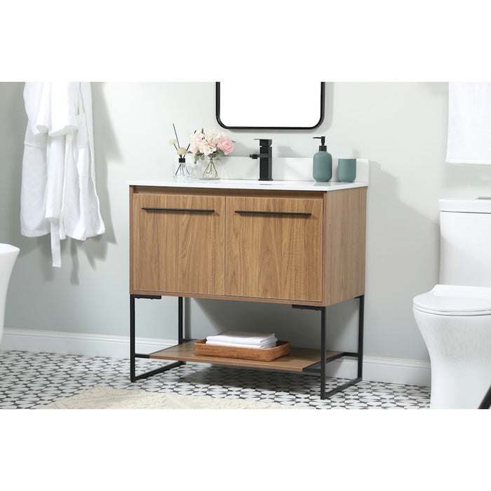 Elegant Sloane 36" Single Vanity, Walnut Brown/Backsplash