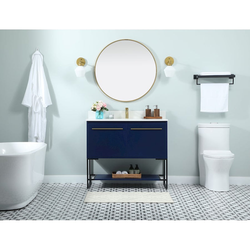Elegant Kitchen/Bath Sloane 40" Single Bathroom Vanity, Blue