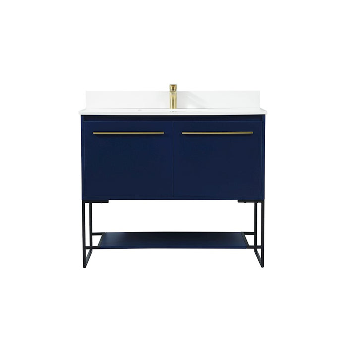 Elegant Sloane 40" Single Bathroom Vanity, Blue/Backsplash - VF42540MBL-BS