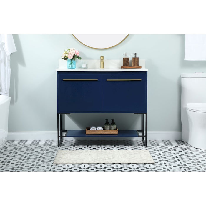 Elegant Sloane 40" Single Bathroom Vanity, Blue/Backsplash