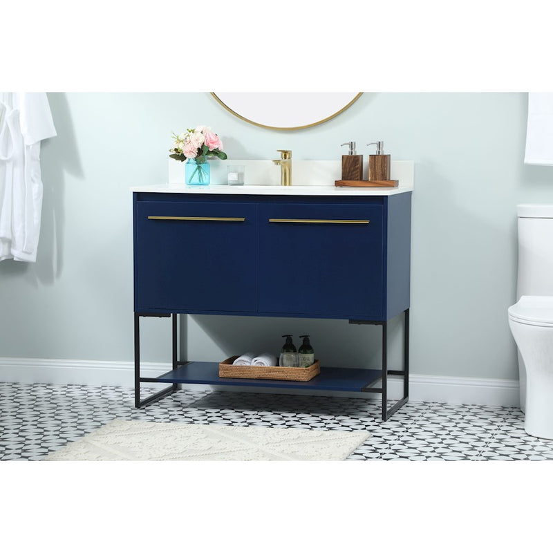 Elegant Sloane 40" Single Bathroom Vanity, Blue/Backsplash