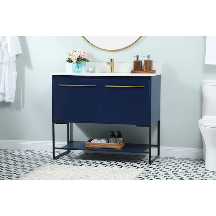 Elegant Sloane 40" Single Bathroom Vanity, Blue/Backsplash