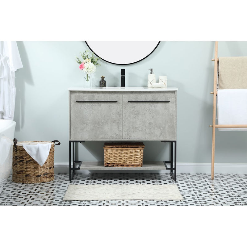 Elegant Sloane 40" Single Bathroom Vanity, Concrete Grey