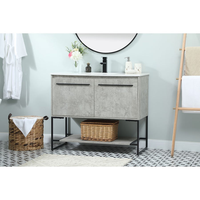 Elegant Sloane 40" Single Bathroom Vanity, Concrete Grey