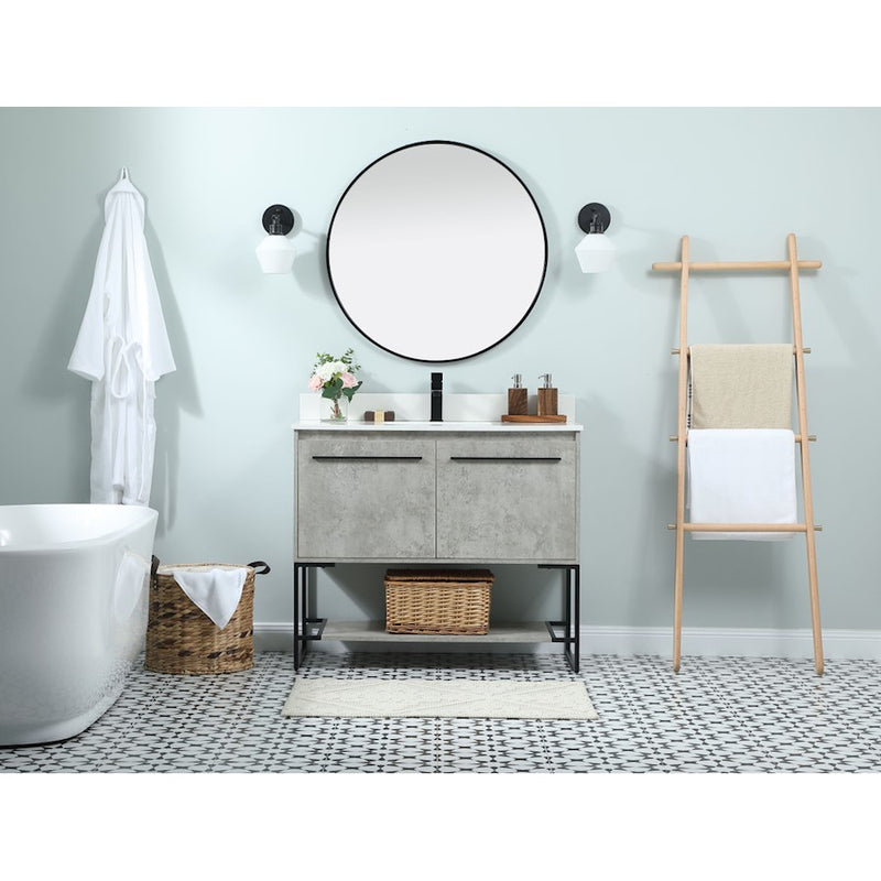 Elegant Sloane 40" Single Bathroom Vanity, Concrete Grey