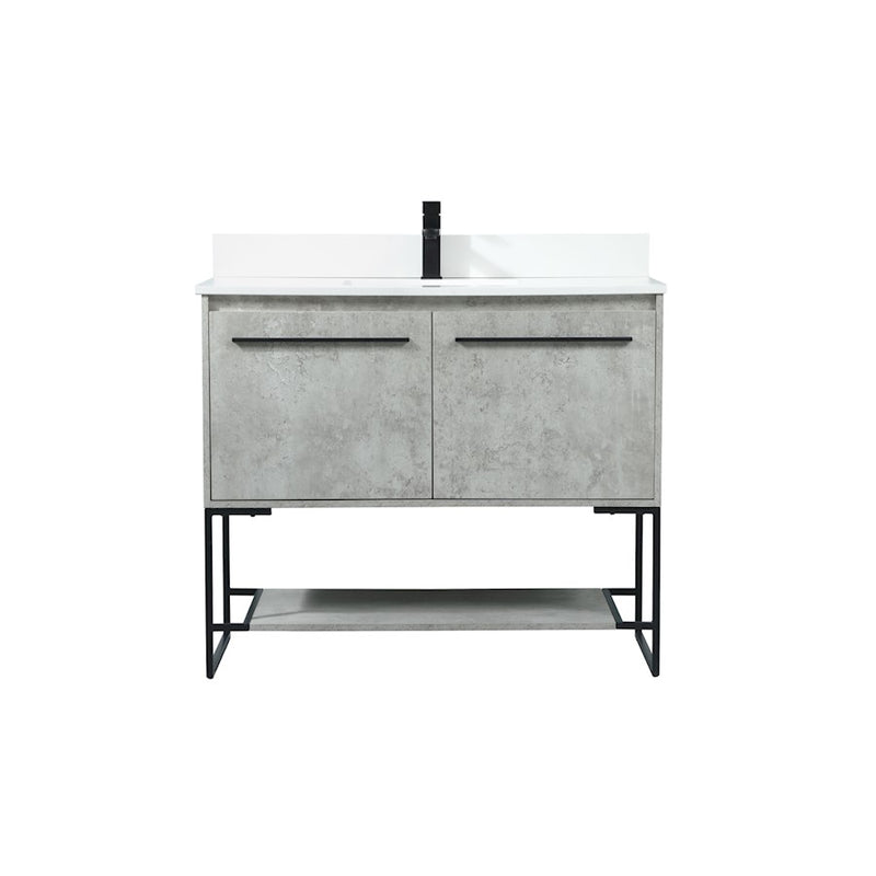 Elegant Sloane 40" Single Vanity, Concrete Grey/Backsplash - VF42540MCG-BS