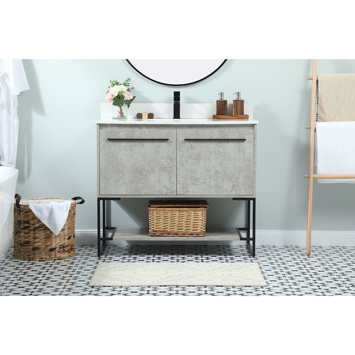 Elegant Sloane 40" Single Vanity, Concrete Grey/Backsplash