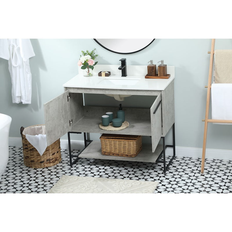 Elegant Sloane 40" Single Vanity, Concrete Grey/Backsplash