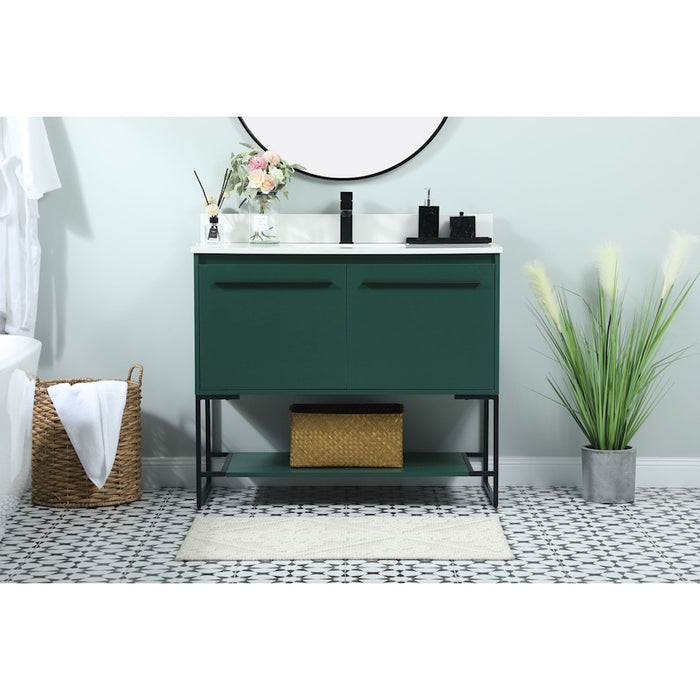 Elegant Sloane 40" Single Bathroom Vanity, Green/Backsplash