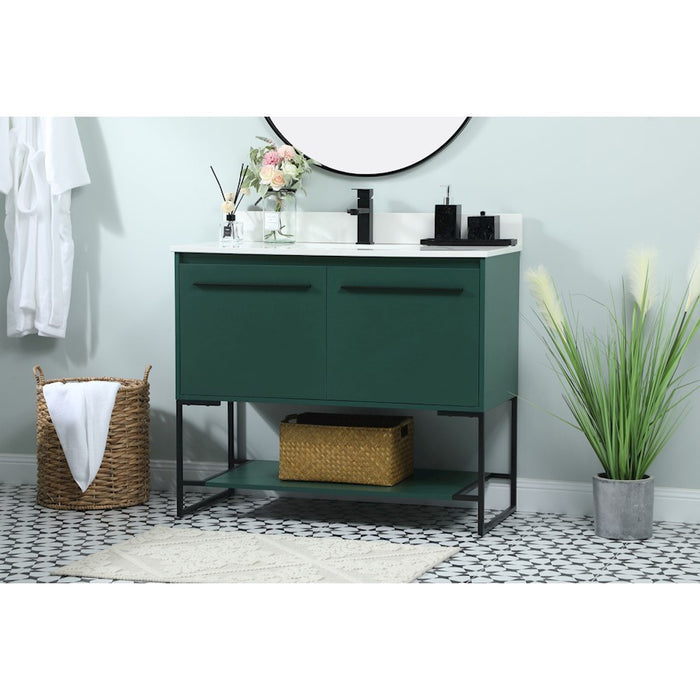 Elegant Sloane 40" Single Bathroom Vanity, Green/Backsplash