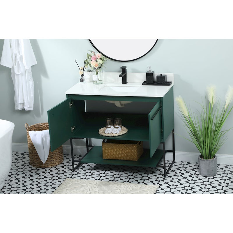 Elegant Sloane 40" Single Bathroom Vanity, Green/Backsplash