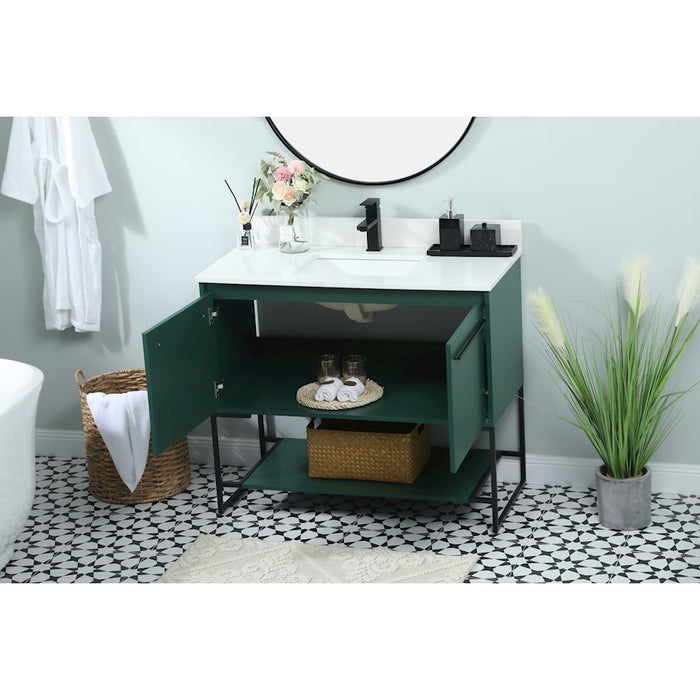 Elegant Sloane 40" Single Bathroom Vanity, Green/Backsplash