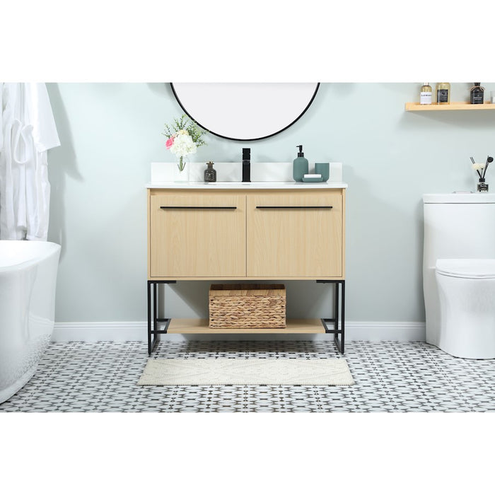 Elegant Sloane 40" Single Bathroom Vanity, Maple/Backsplash