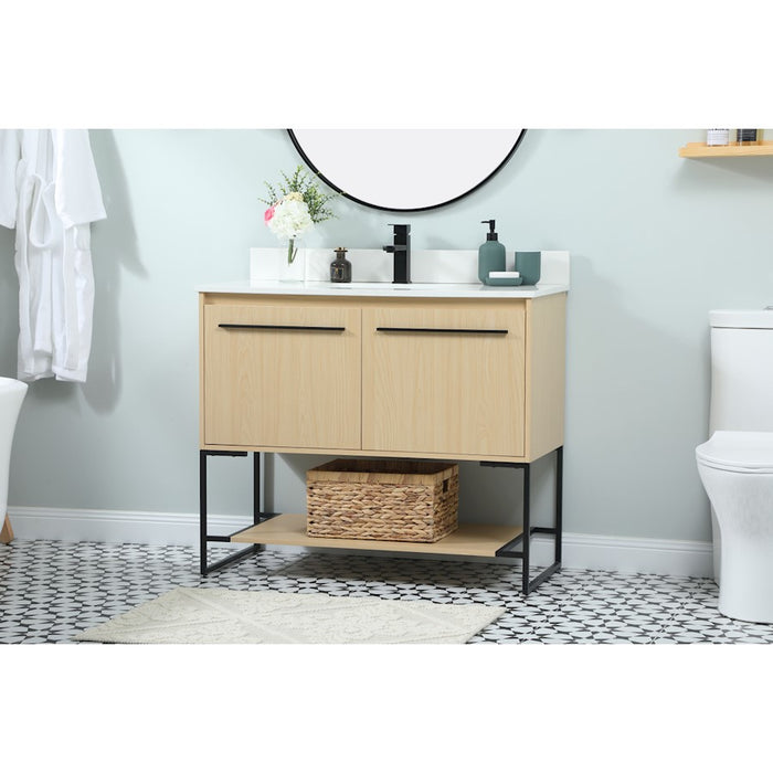 Elegant Sloane 40" Single Bathroom Vanity, Maple/Backsplash