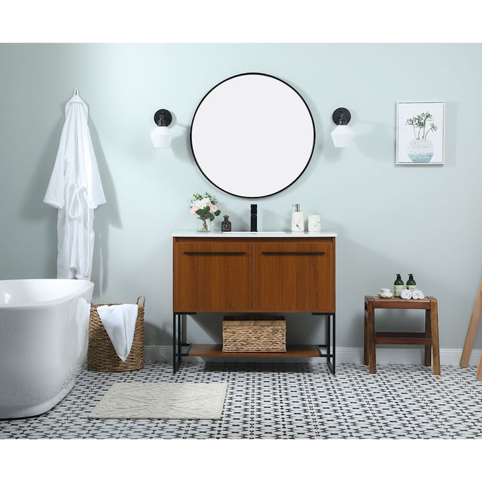 Elegant Sloane 40" Single Bathroom Vanity, Maple/Backsplash