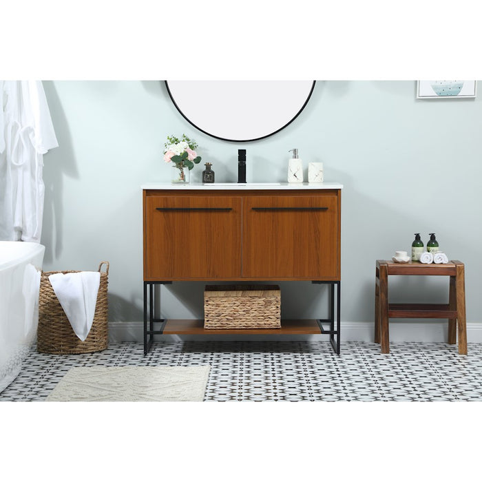 Elegant Kitchen/Bath Sloane 40" Single Bathroom Vanity, Teak