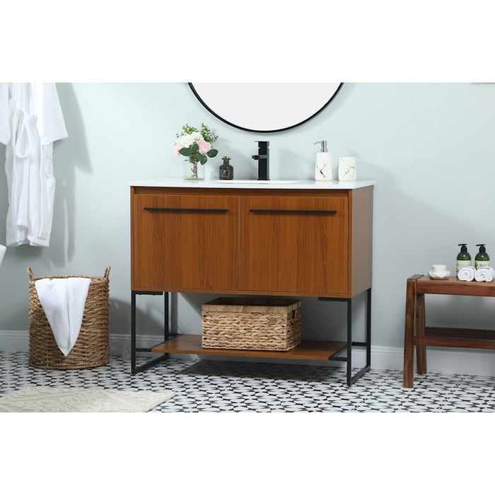 Elegant Kitchen/Bath Sloane 40" Single Bathroom Vanity, Teak