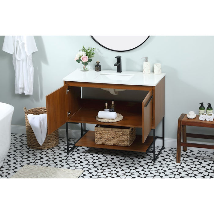Elegant Kitchen/Bath Sloane 40" Single Bathroom Vanity, Teak