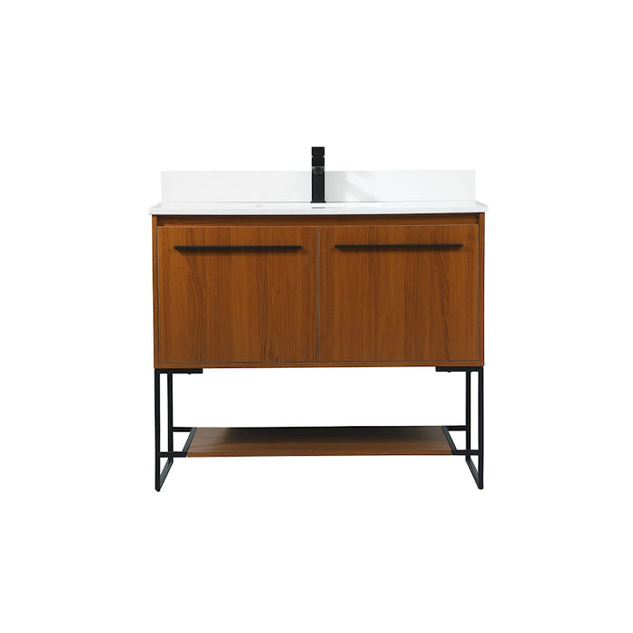 Elegant Sloane 40" Single Bathroom Vanity, Teak/Backsplash - VF42540MTK-BS