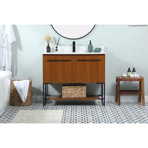 Elegant Sloane 40" Single Bathroom Vanity, Teak/Backsplash